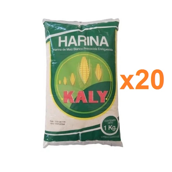 Harina de Maiz Blanca Kaly 1 KG Bulto 20 Unidades